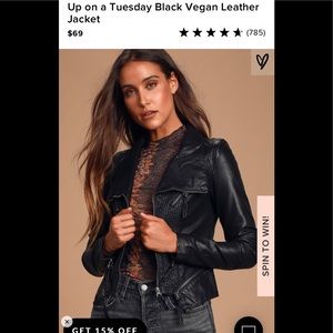 Up on a Tuesday Black Vegan Leather Jacket NWOT